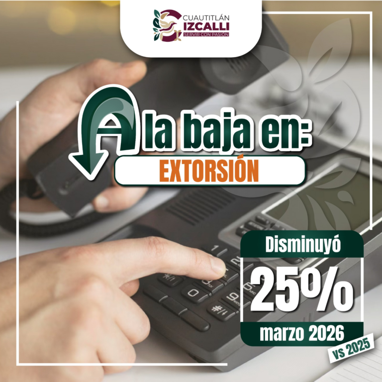 Cuautitlán Izcalli logra reducción del 25% en extorsiones durante marzo de 2026